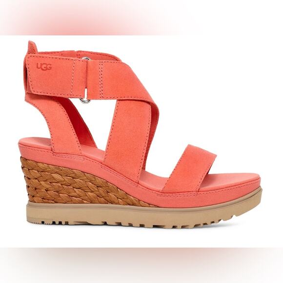 UGG ILEANA Suede Espadrilles in vibrant coral Size 8 - Picture 2 of 6